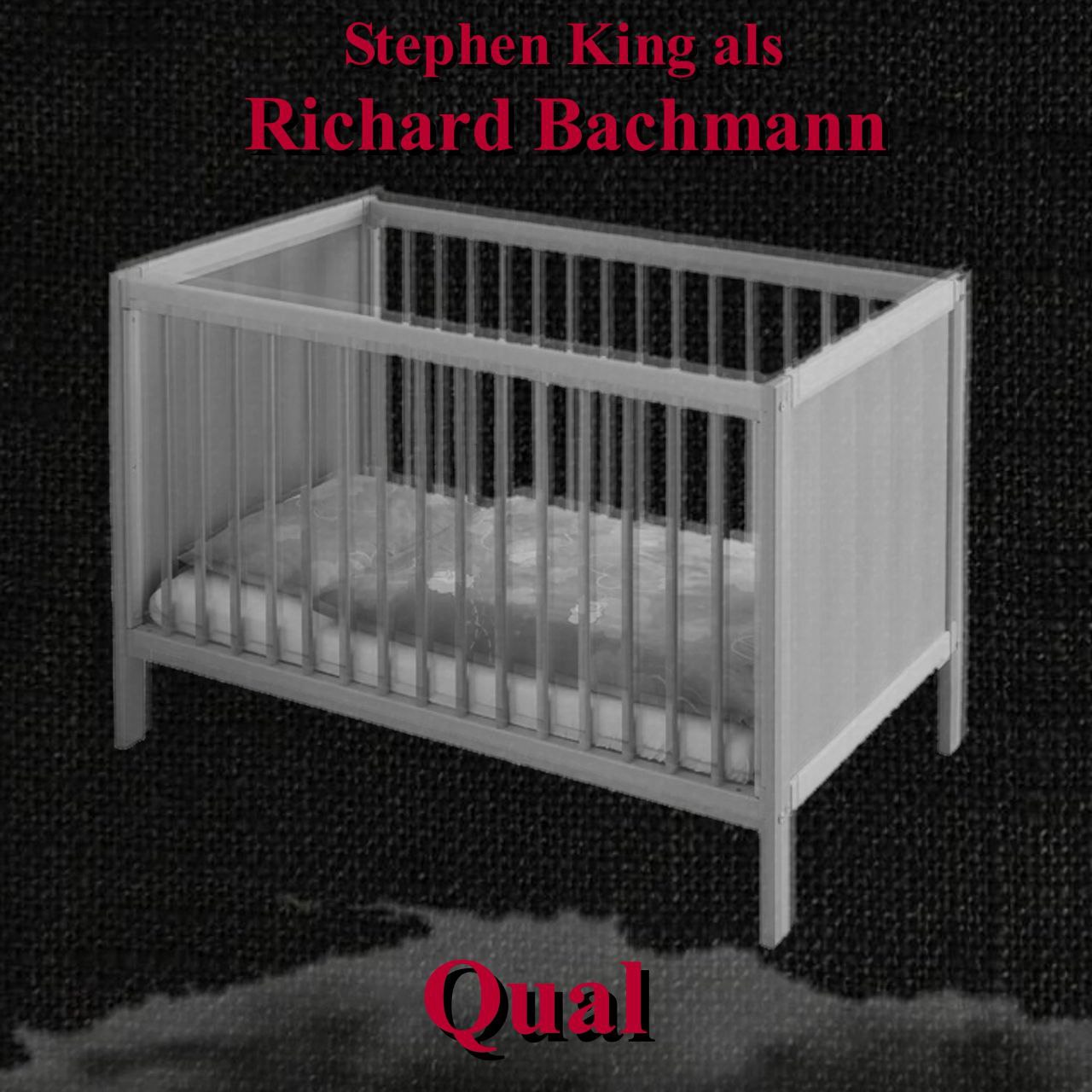 Cover: ein in Grautönen gehaltenes Bild mit nur einem leeren Kinderbettchen und dem Schriftzug "Qual"